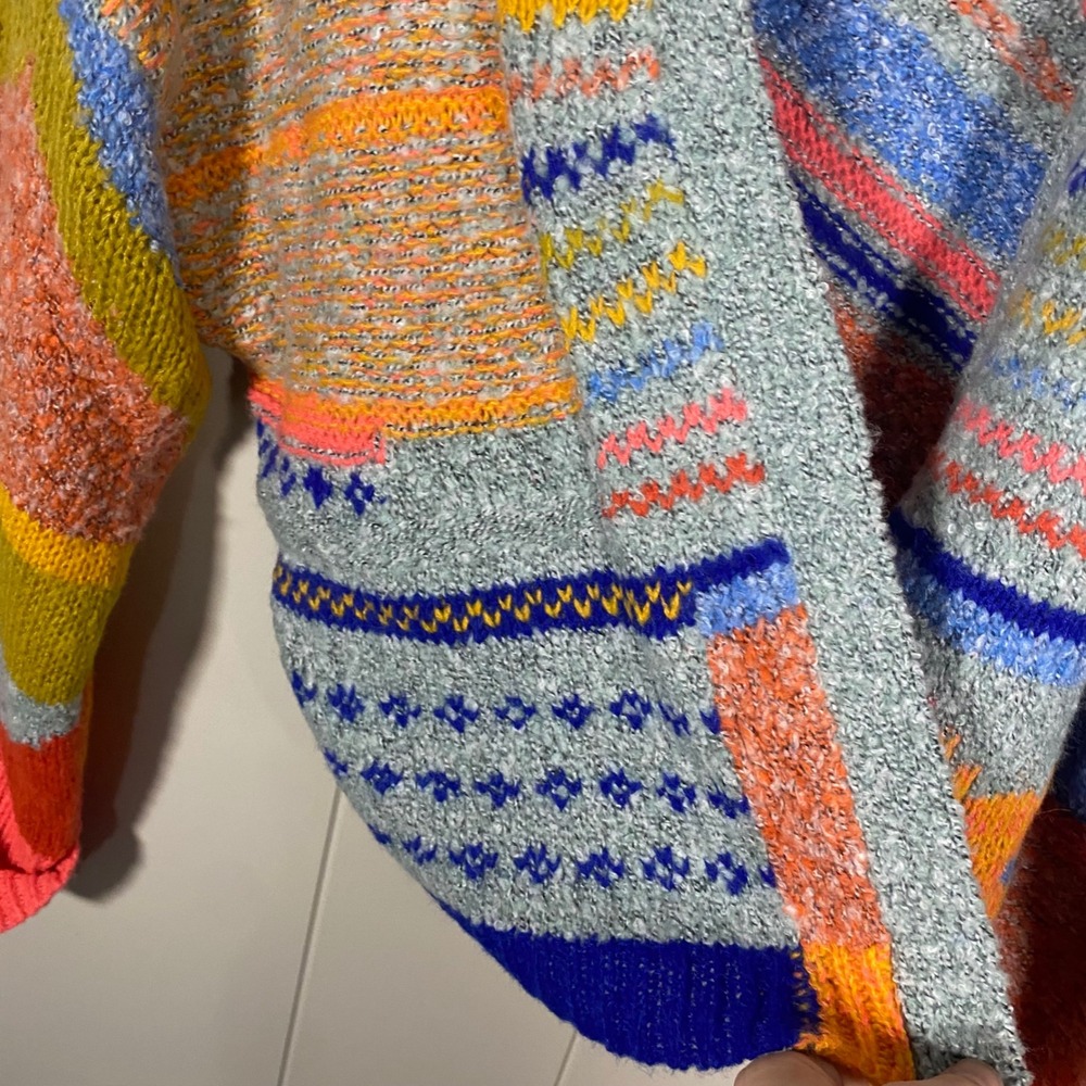 NWT Sincerely Jules Patchwork Open Front Knit Car… - image 4